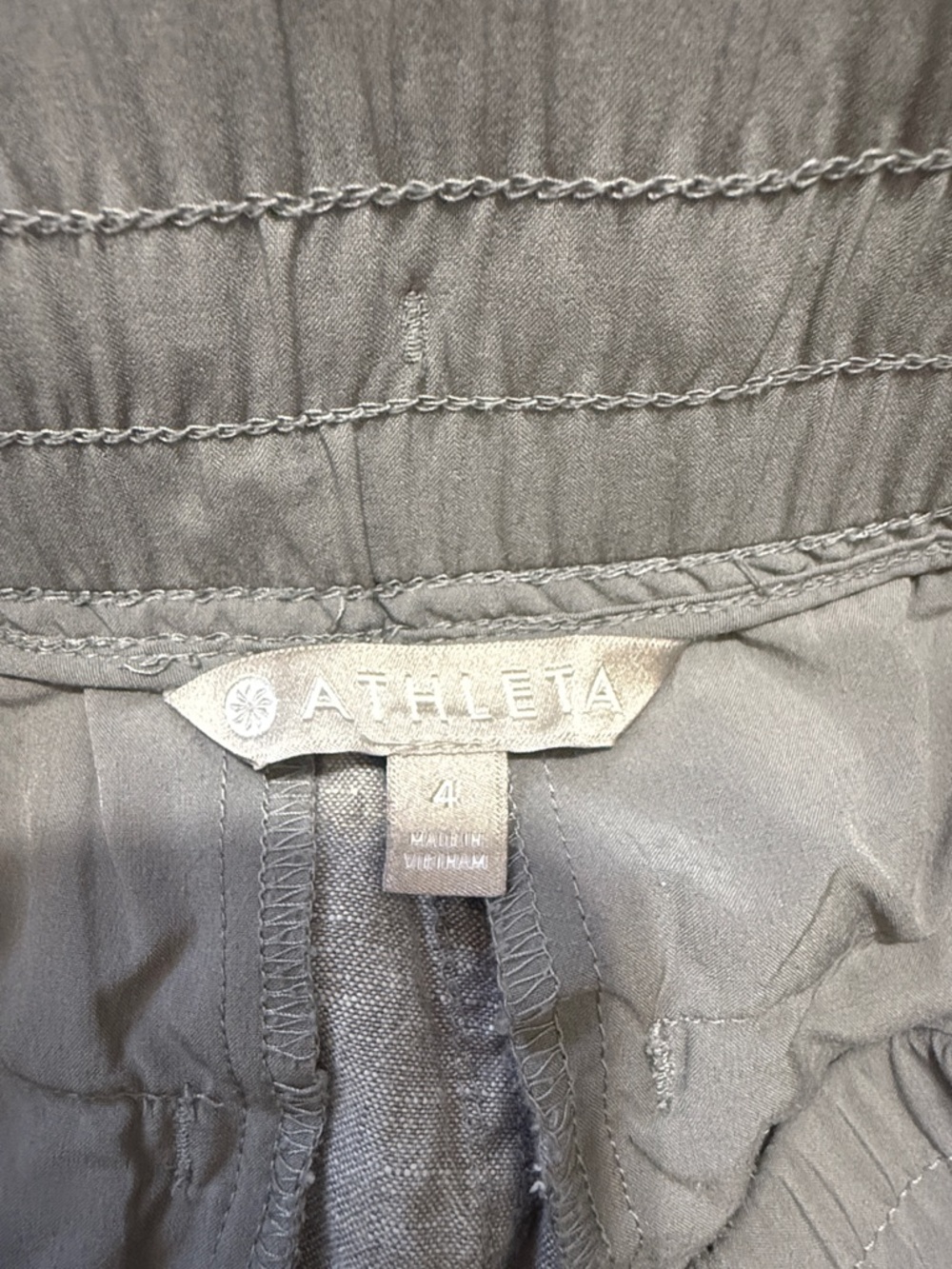 Athleta Light Gray Cabo Wide-Leg Drawstring Linen Pants - Picture 6 of 7